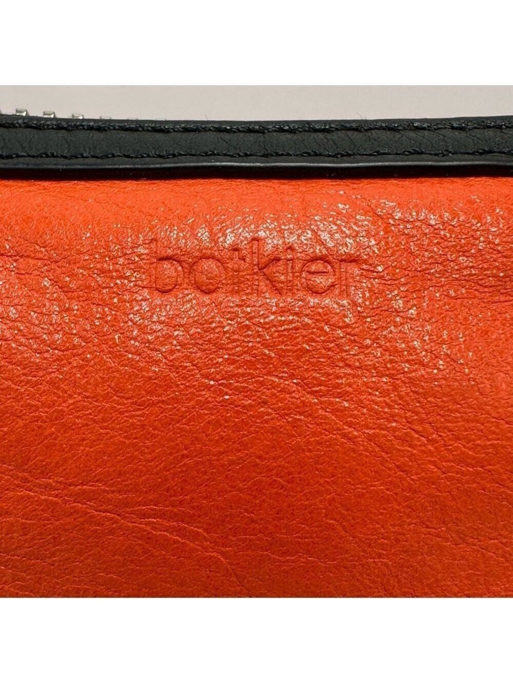 Botkier CRUZ Crossbody Hand Bag Orange Leather Chrome Chain and Zippers - Picture 10 of 15